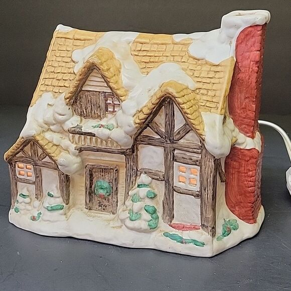 Vintage Christmas Porcelain House Village Bisque Light M5035 Studio Five - Picture 9 of 13